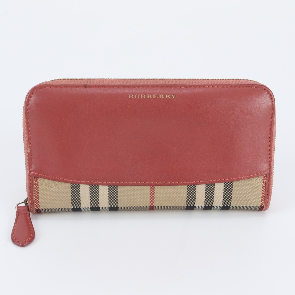 ■美品 バーバリー ノバ チェック長財布 レザー×キャンバス