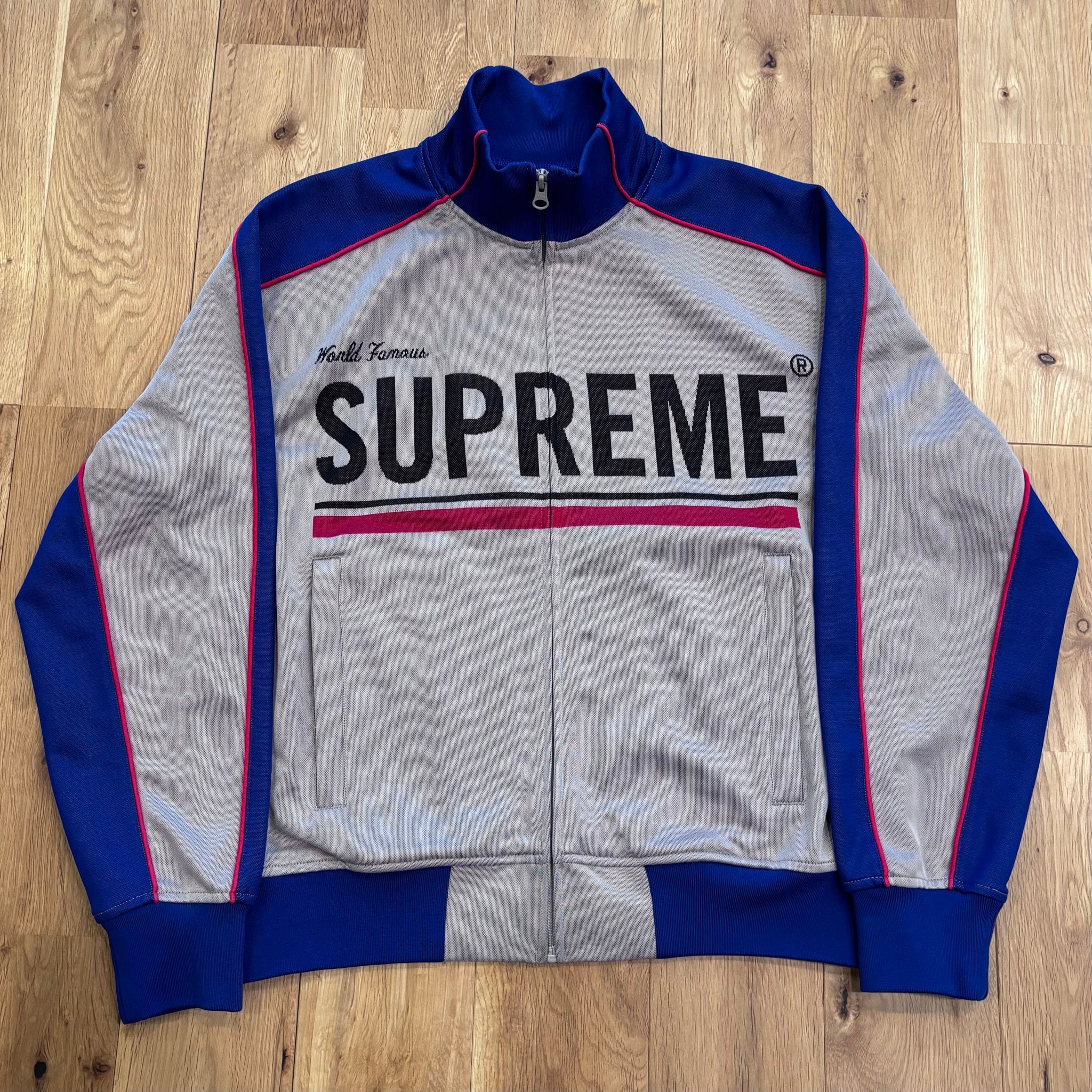Supreme World Famous Jacquard Track Jacket "Blue"