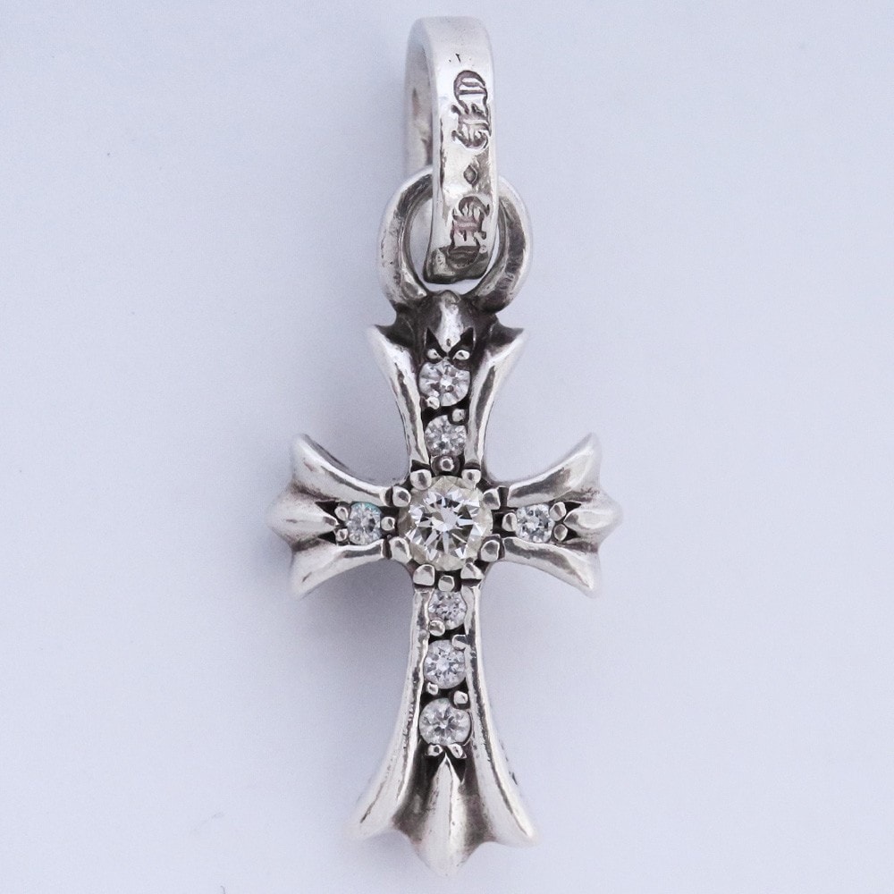 Chrome Hearts Cross Baby Fat Charm Pave Diamond "Silver"