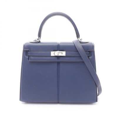 エルメス HERMES ケリーパデッド25 ハンドバッグ バッグ レザー ヴォースイフト ブルーサフィール Z刻印(2021年製造) レディース ネイビー系 【中古】