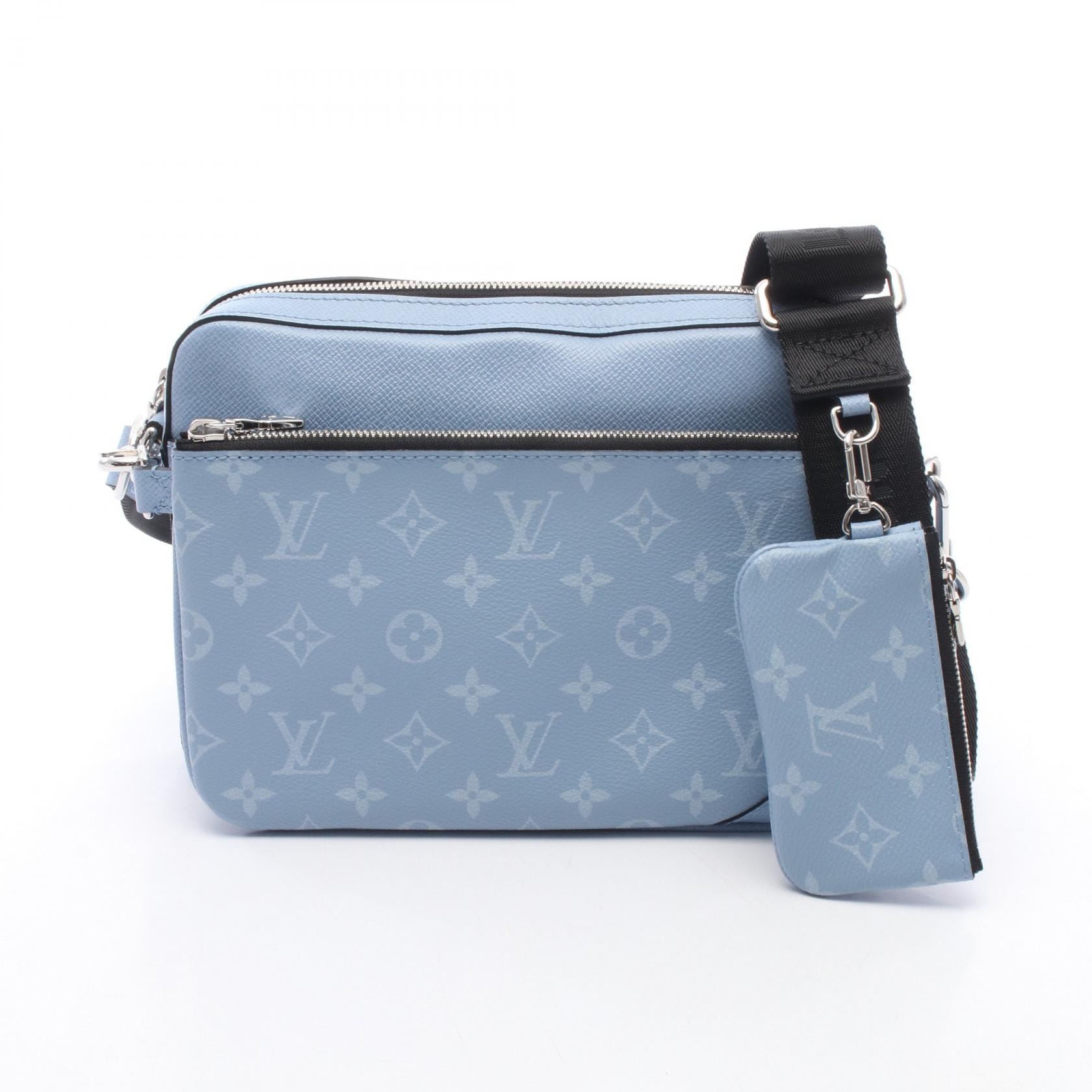 ルイ・ヴィトン LOUIS VUITTON トリオ メッセンジャー ショルダーバッグ バッグ PVCコーティングキャンバス レザー タイガラマ メンズ ブルー系 M14069 【中古】
