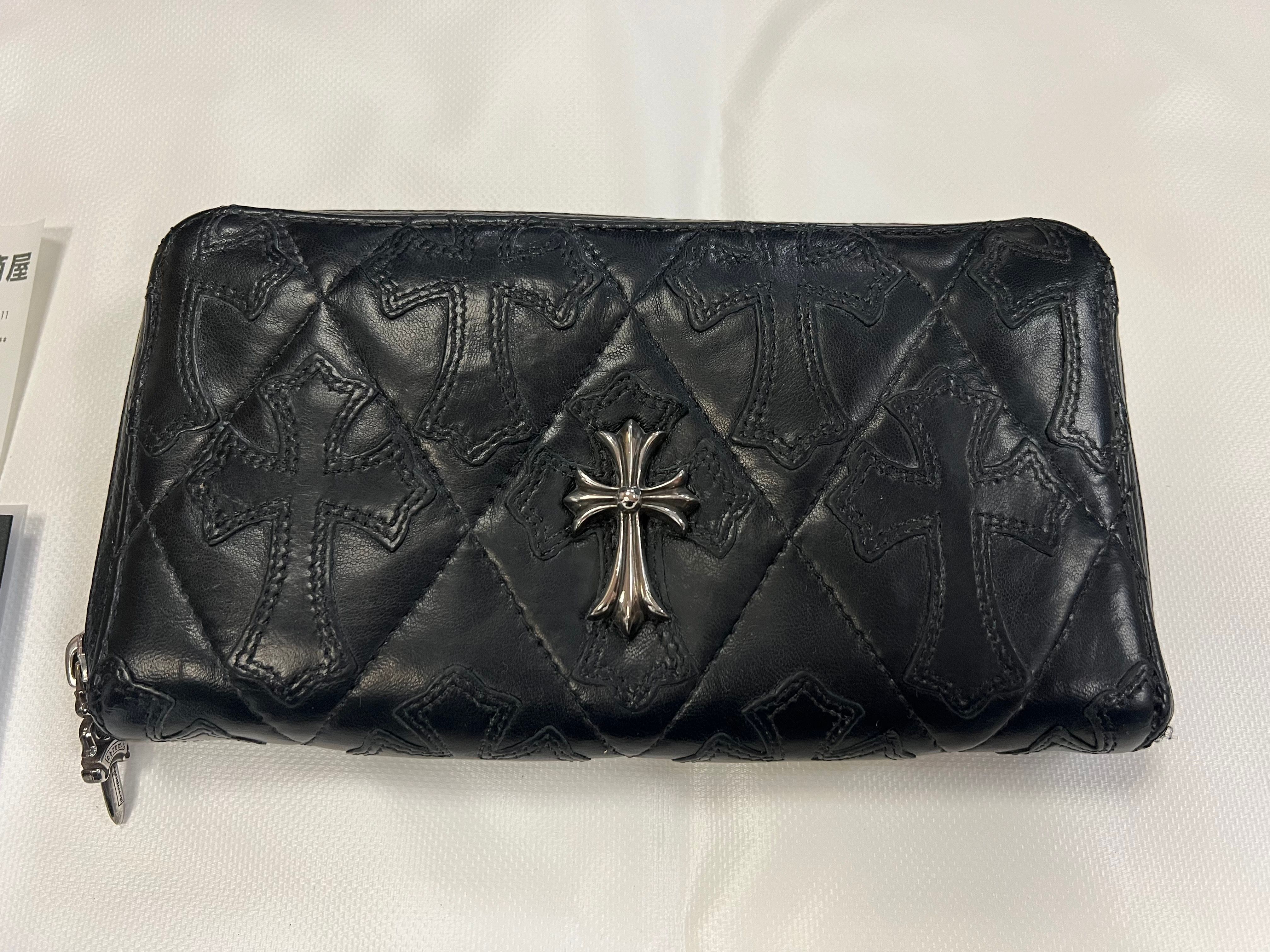 Chrome Hearts REC F Zip Wallet # 2 Cemetary Kilded W / Small CH Cross "Black"