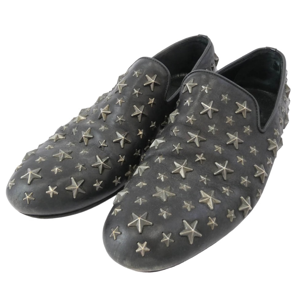JIMMY CHOO ジミーチュウ スニーカー スター スタッズ レザー ローファー ブラック系 40.5【中古】