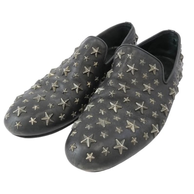 JIMMY CHOO ジミーチュウ スニーカー スター スタッズ レザー ローファー ブラック系 40.5【中古】