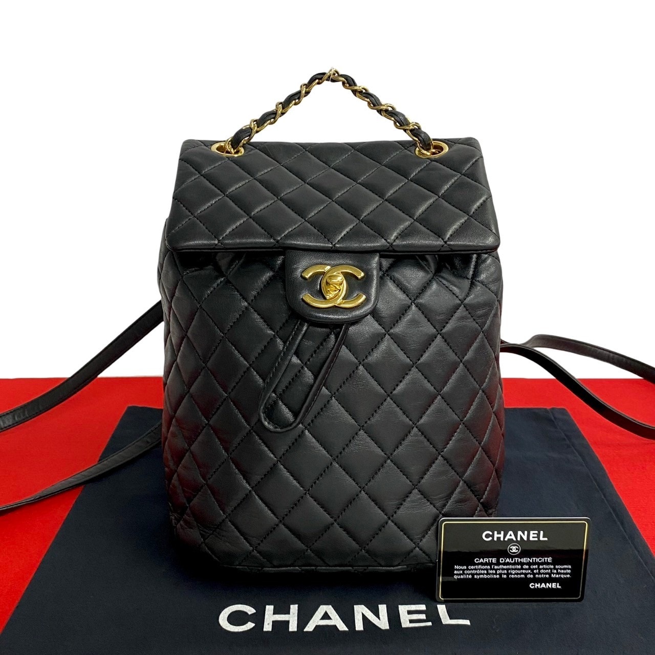 CHANEL シャネル マトラッセ ココマーク ラムスキン リュックサック ブラック
34252