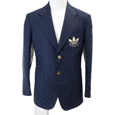 グッチ xadidas アディダス【国内正規】720968 トレフォイル ジャガード テーラードジャケット 50