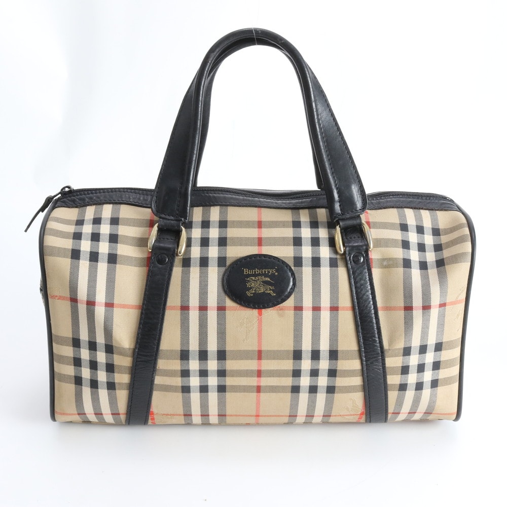 バーバリー ノバ チェックホースロゴボストン バッグ