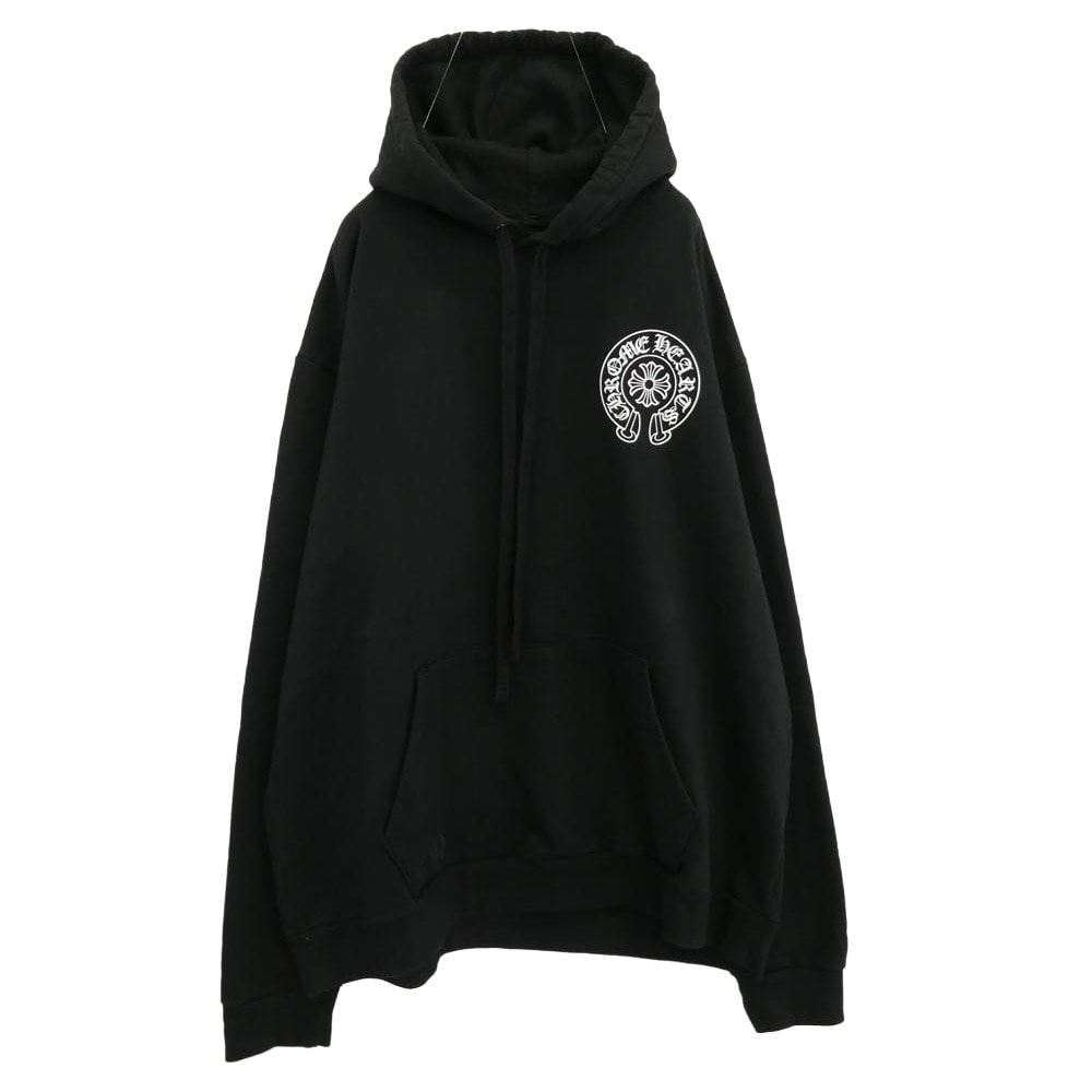 CHROME HEARTS クロムハーツ(原本無) パーカー SWTSHRT PLVR LTD ホースシュー バック プリント プルオーバー パーカー ブラック系 XL【中古】