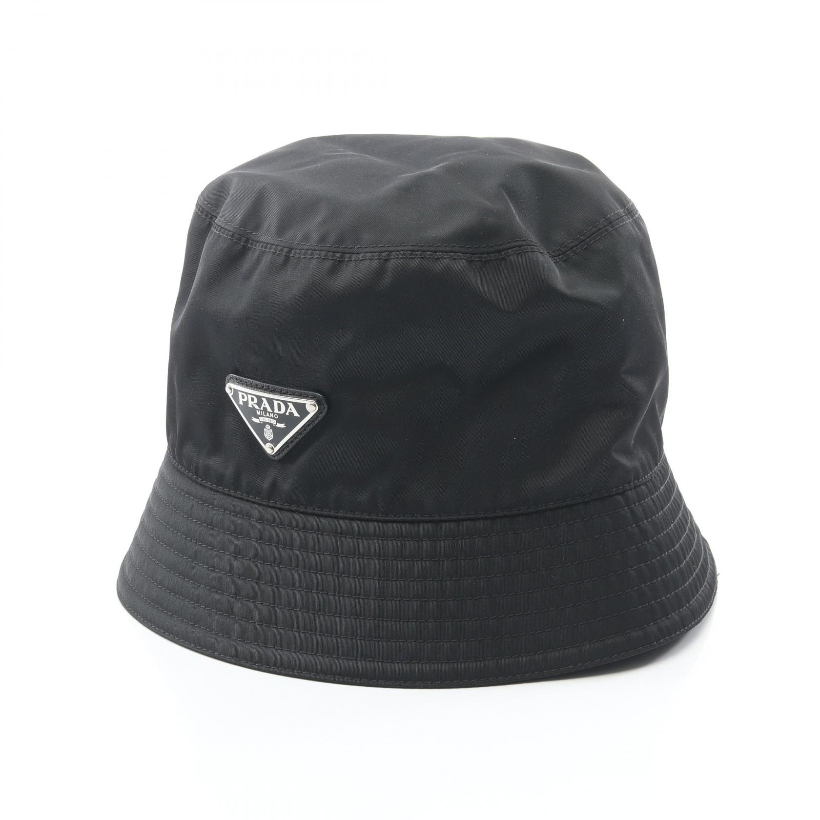 プラダ PRADA Re-Nylon バケット ハット 帽子 ナイロン メンズ レディース ブラック系 【中古】