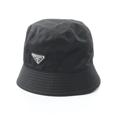 プラダ PRADA Re-Nylon バケット ハット 帽子 ナイロン メンズ レディース ブラック系 【中古】