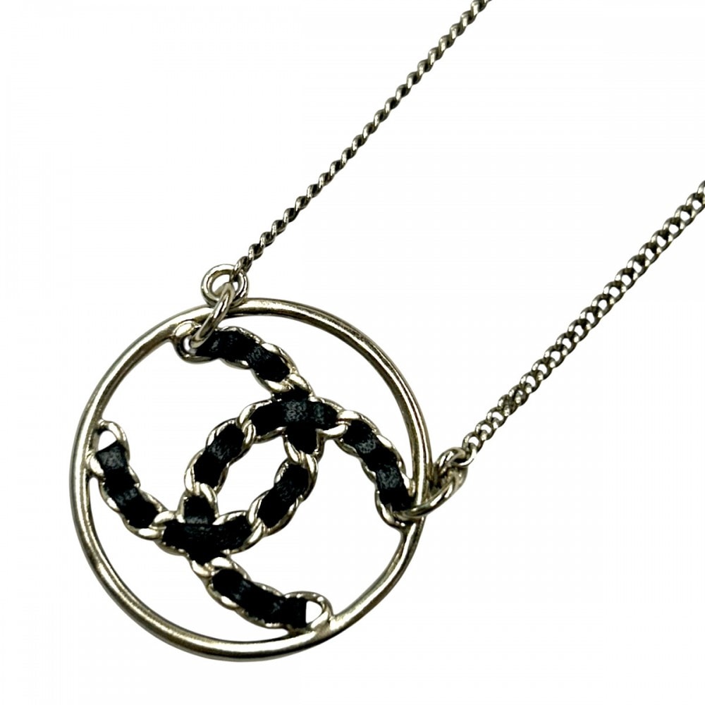 CHANEL シャネル ネックレス ココマーク チェーンデザイン アクセサリー ペンダント GP レザー B19P ゴールド ブラック 黒 レディース 約6.9g 美品 2019年【中古品】