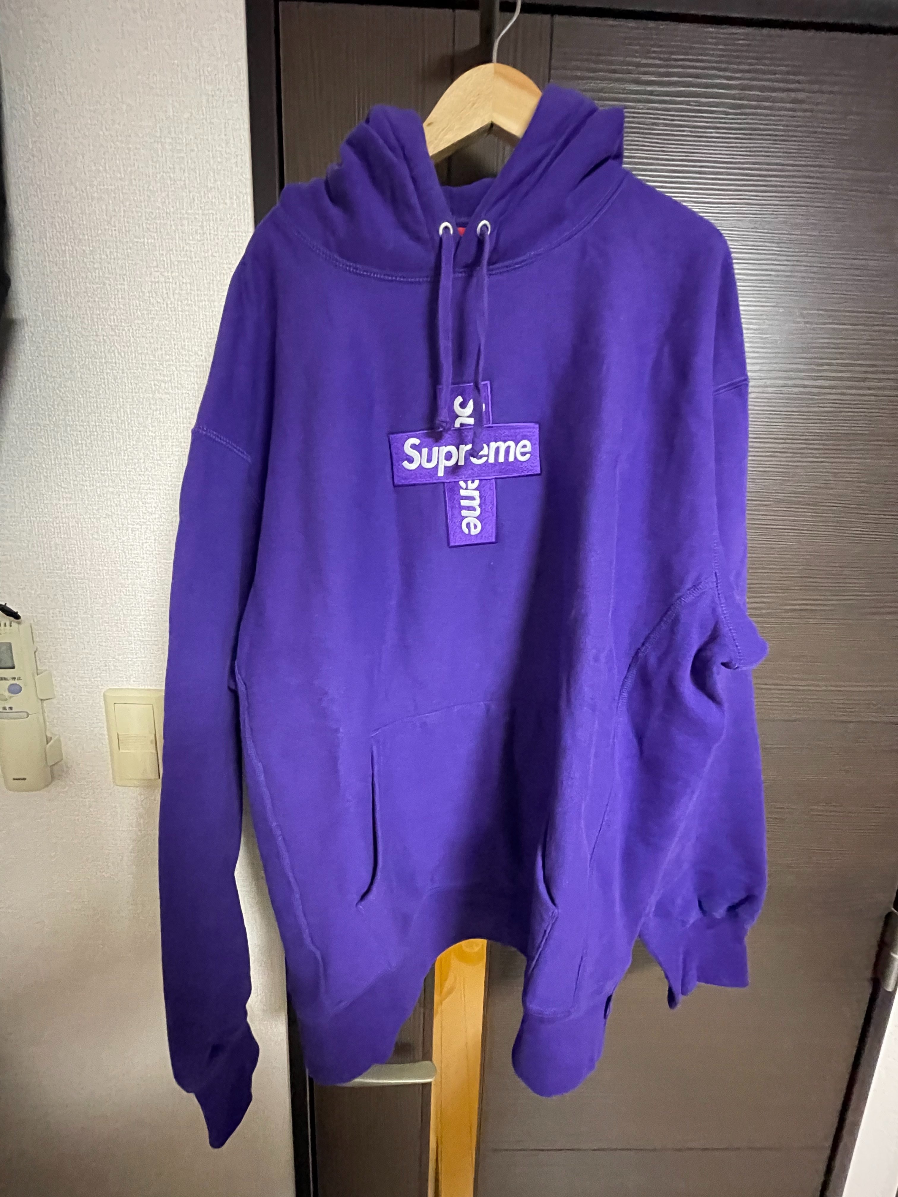 Supreme Cross Box Logo Hooded Sweatshirt "Purple"