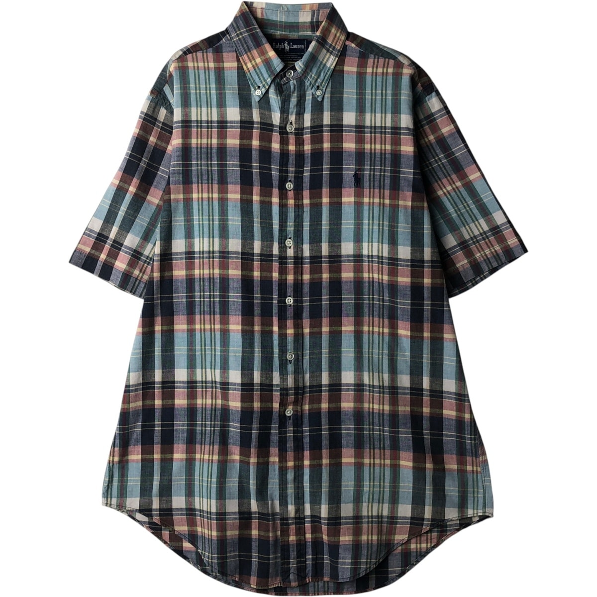 古着 ラルフローレン Ralph Lauren 半袖 ボタンダウン チェックシャツ メンズM相当/eaa640901