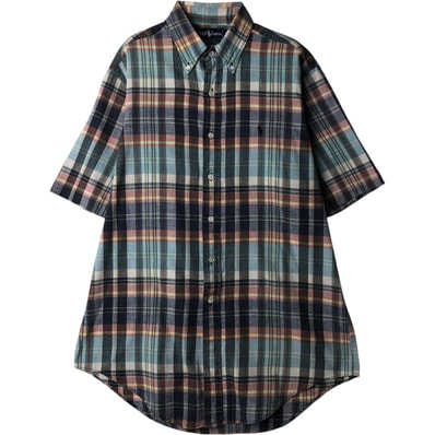古着 ラルフローレン Ralph Lauren 半袖 ボタンダウン チェックシャツ メンズM相当/eaa640901