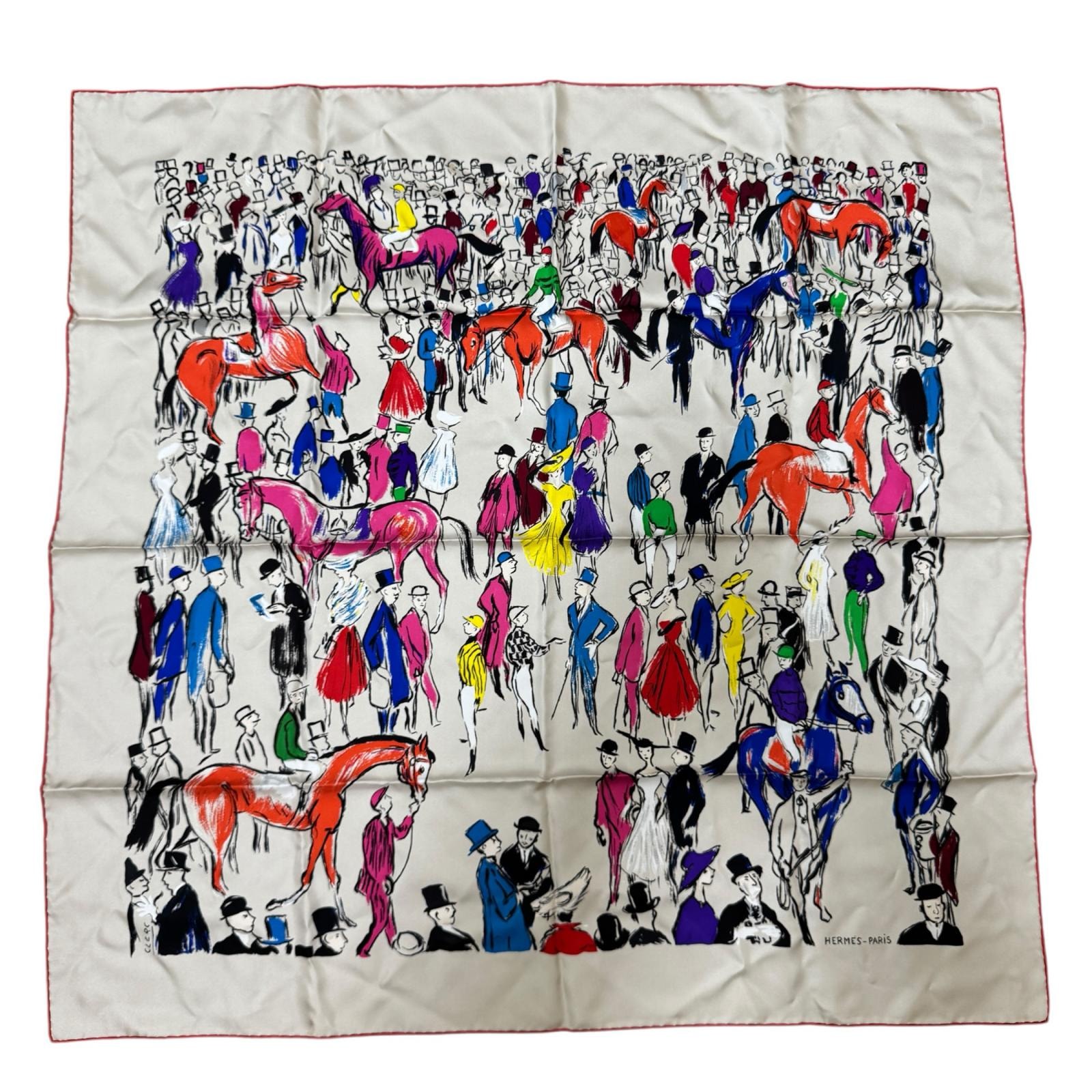 エルメスHERMES カレ90 パドック Paddock スカーフ シルク レディース