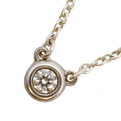 【6jdb0422-31】ティファニー ネックレス バイザヤード 1PD シルバー925 ダイヤモンド【中古】レディース