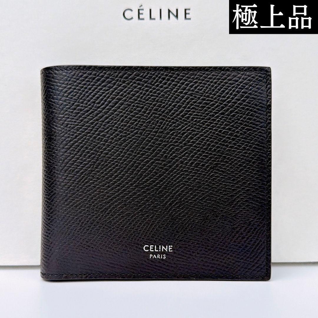 CELINE Bi-Fold Wallet In Grained Calfskin "Black"