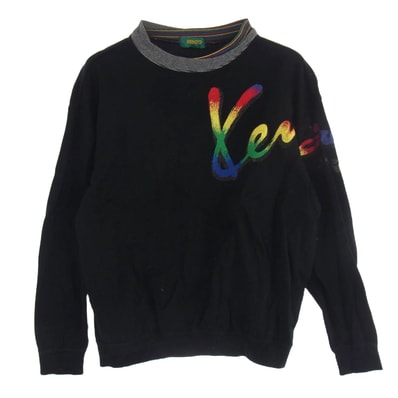 KENZO ケンゾー スウェット ロゴ刺繍 リブ ハイネック スウェット トレーナー ブラック系 3【中古】