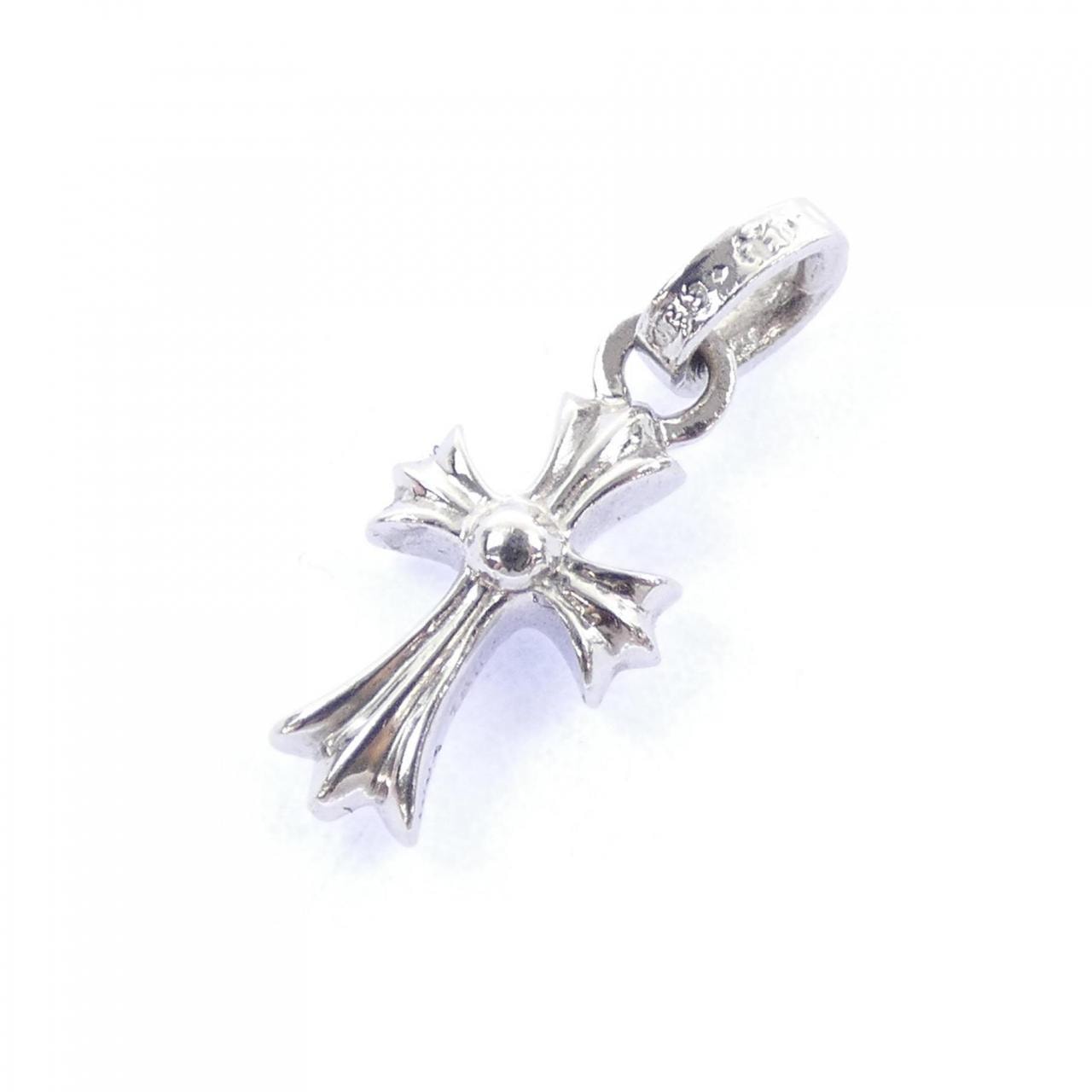 Chrome Hearts 18K Cross Baby Fat Pave Sapphire Charm "White Gold"