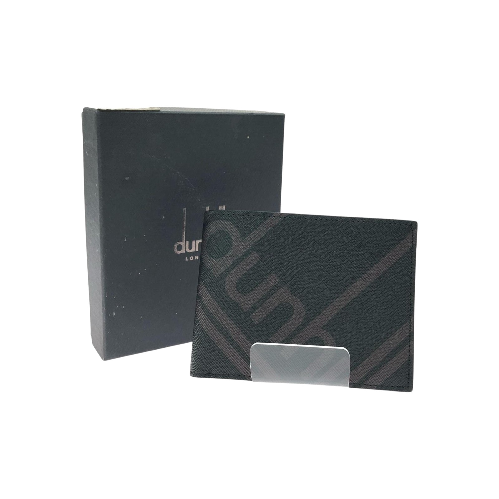 dunhill ダンヒル メンズ 二つ折り財布 小銭入れなし ラゲッジ キャンバス バーティカル ブラック×ブラウン