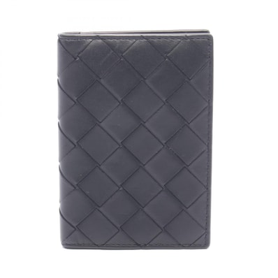 ボッテガヴェネタ BOTTEGA VENETA イントレチャート フラップ カードケース アクセサリー レザー メンズ ブラック系 749417VCPQ48803 【中古】