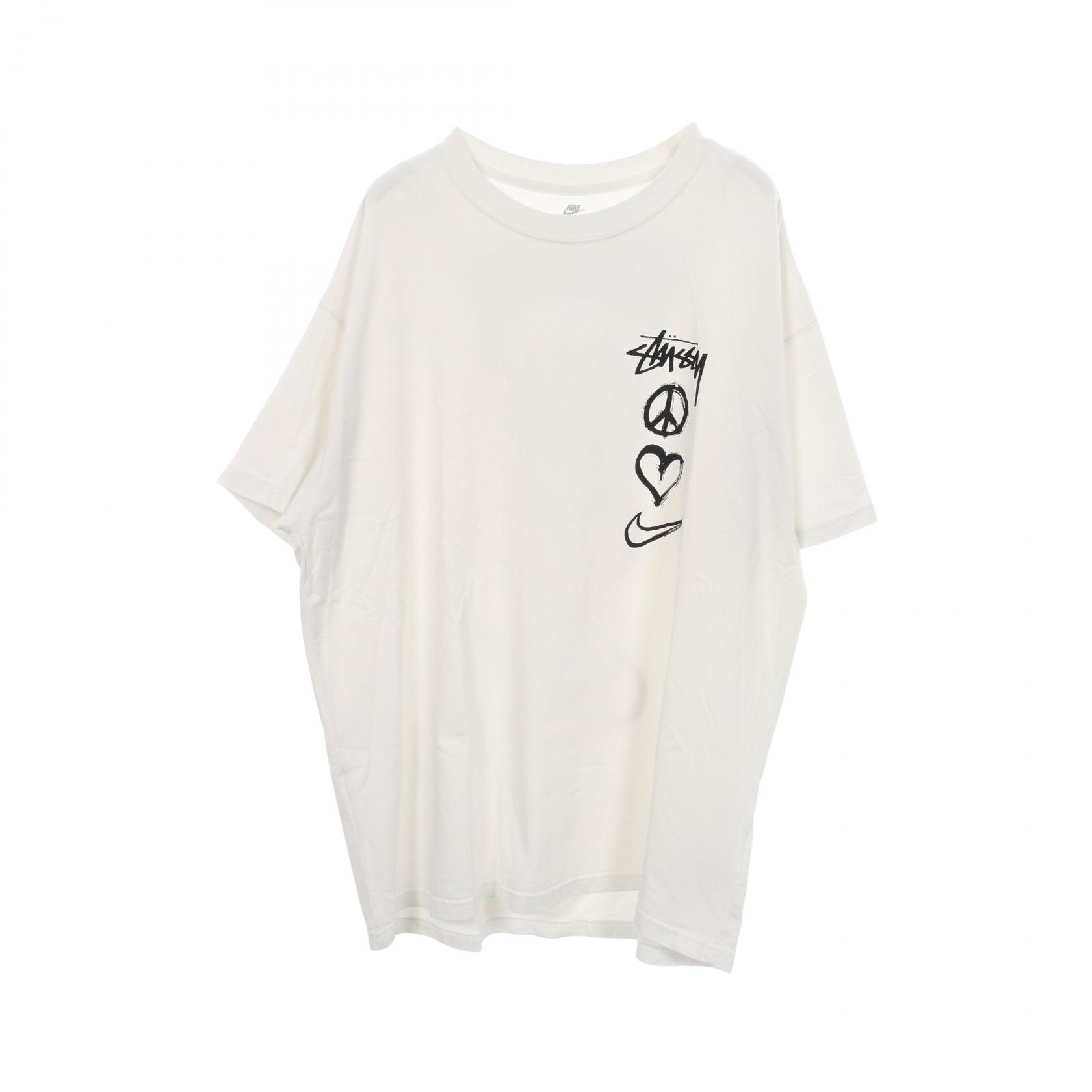 ステューシー STUSSY STUSSY × NIKE ロゴプリント 半袖Tシャツ 衣料品 トップス コットン メンズ ホワイト系 【中古】
