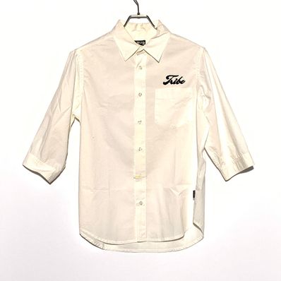 チェーンステッチロゴボタンダウン半袖シャツ ホワイト