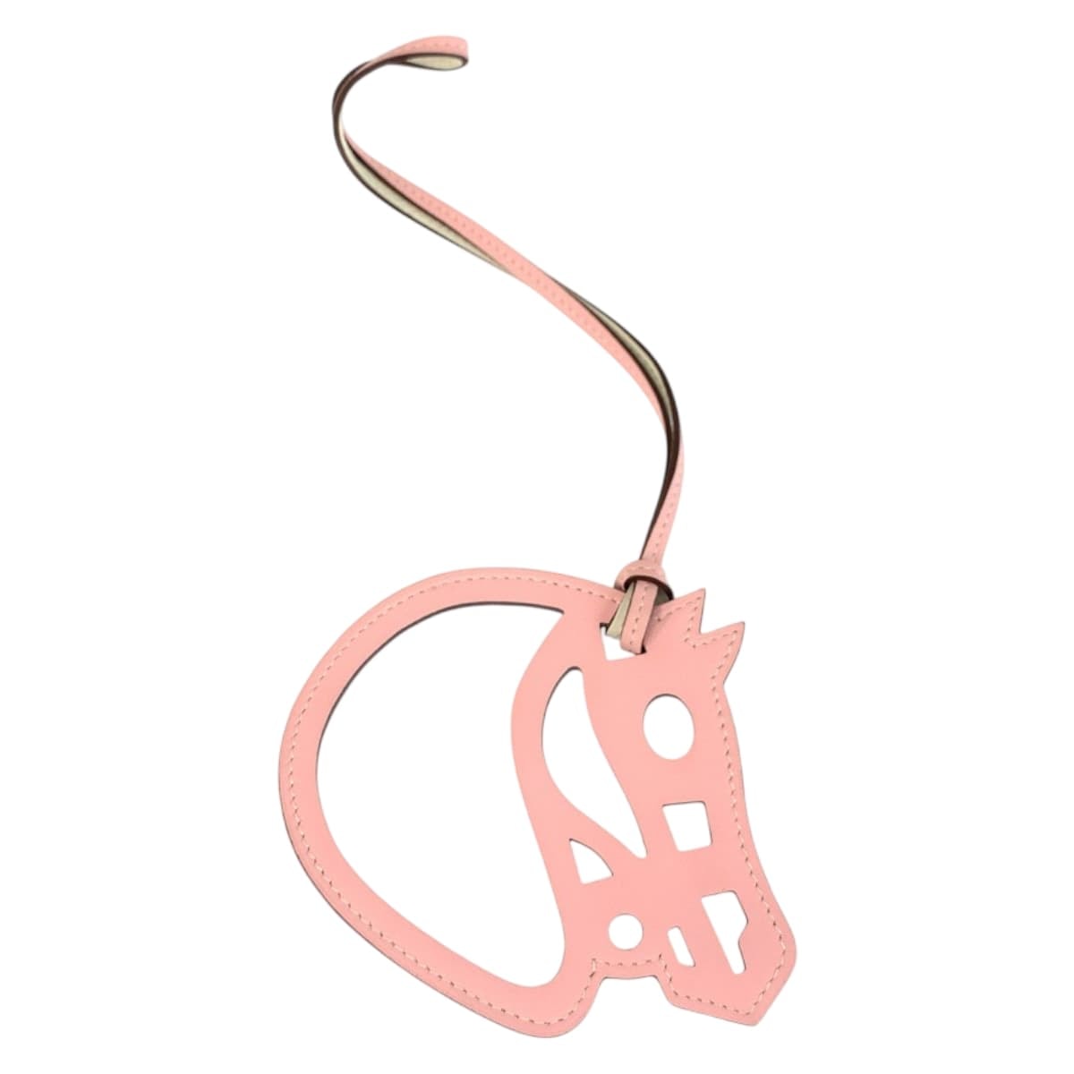 美品 HERMES エルメス パドック シュヴァル ローズサクラ ホワイト レザー バッグチャーム 600127 【中古】