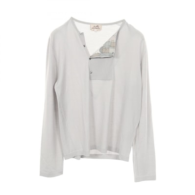 エルメス HERMES ヘンリーネック ニット 衣料品 トップス ウール シルク シルク メンズ グレー系 【中古】