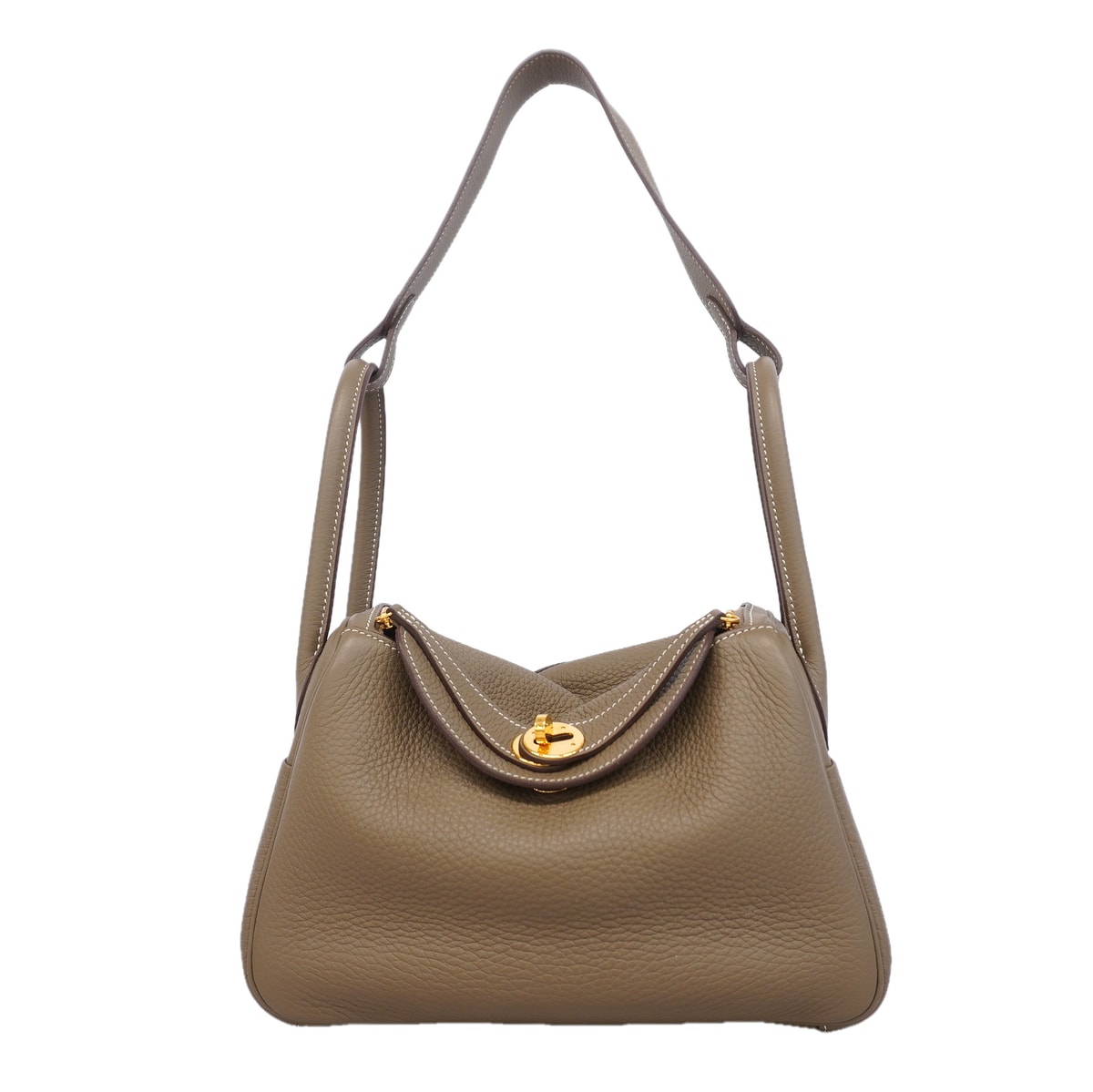 ★SALE【6hc2519】エルメス ハンドバッグ リンディ26 トリヨンクレマンス エトゥープ ゴールド金具 W刻印【中古】レディース
