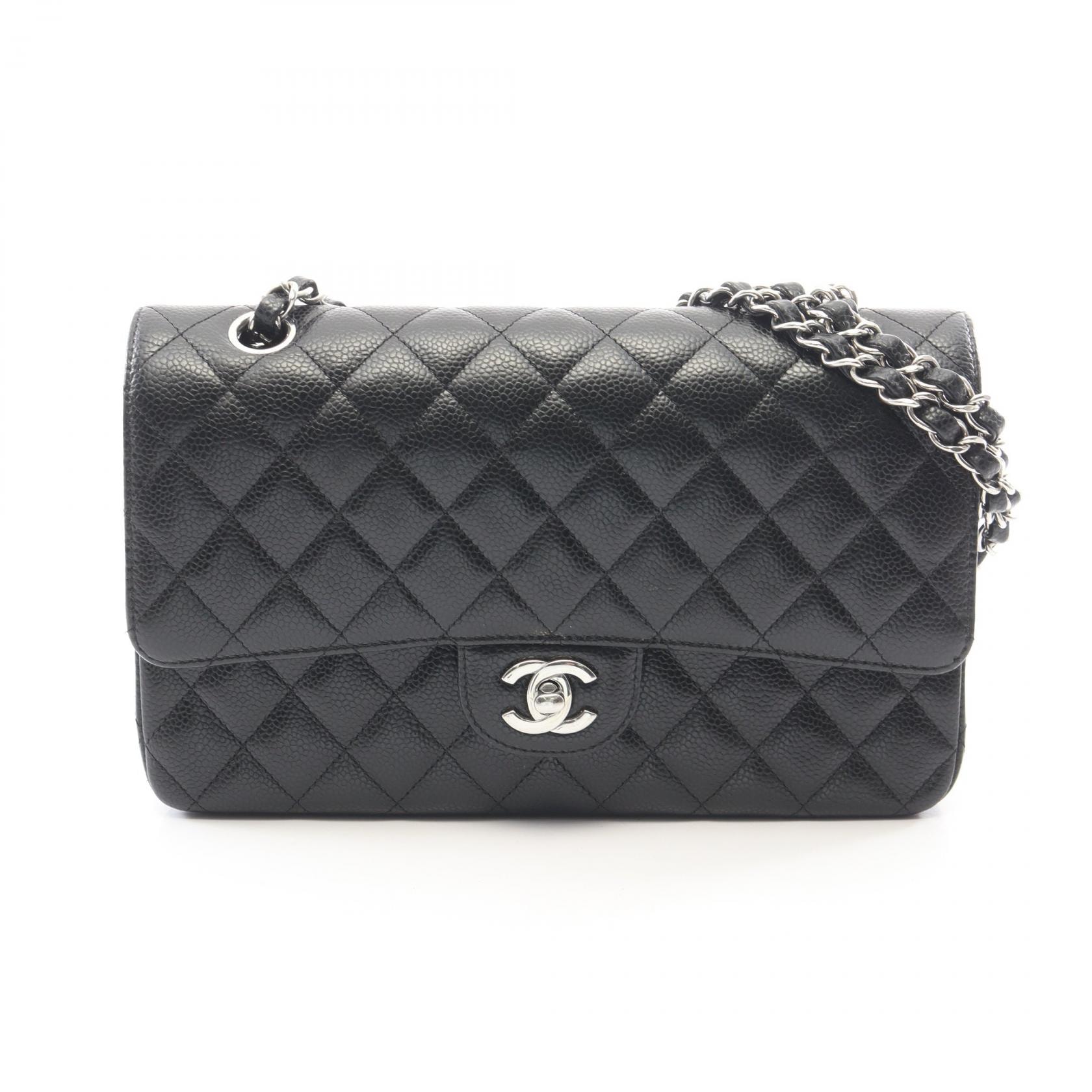 シャネル CHANEL マトラッセ Wフラップ ショルダーバッグ バッグ キャビアスキン(グレインドカーフ) レディース ブラック系 【中古】