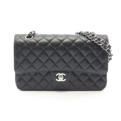 シャネル CHANEL マトラッセ Wフラップ ショルダーバッグ バッグ キャビアスキン(グレインドカーフ) レディース ブラック系 【中古】