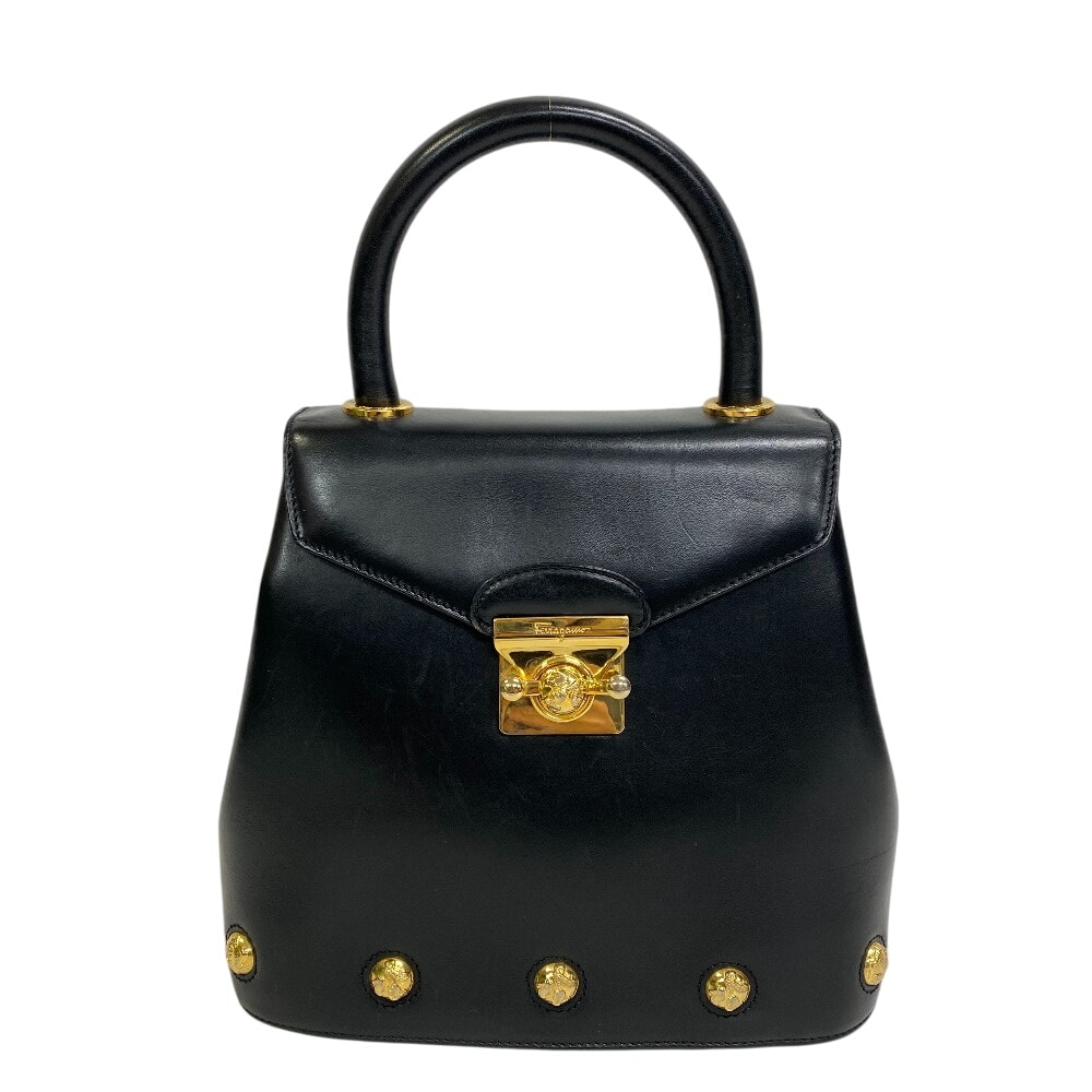 サルヴァトーレフェラガモ Salvatore Ferragamo ハンドバッグ スタッズ ブラック