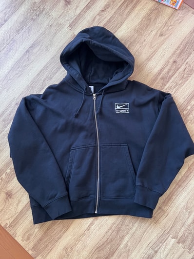 Stussy x Nike Stone Washed Fleece Zip Hoodie "Black" (US Size) FJ9175-010