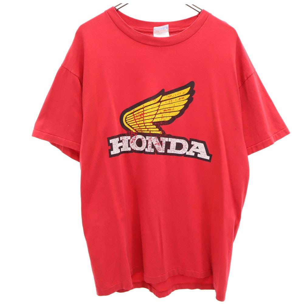Hanes ヘインズ 90s ウィングマーク 半袖 HONDA Tシャツ L レッド系 ホンダ オールド ヴィンテージ