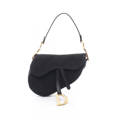 ディオール Dior サドルバッグ オブリークジャカード ショルダーバッグ バッグ キャンバス レザー レディース ブラック系 【中古】