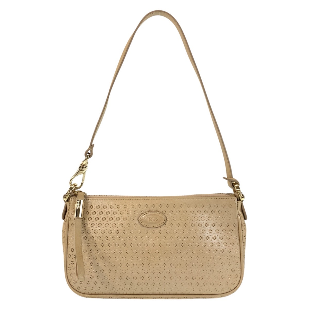 美品 TOD’S トッズ ベージュ ゴールド金具 レザー ショルダーバッグ アクセサリーポーチ 602973 【中古】