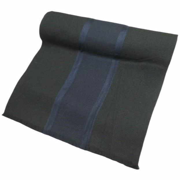 BALENCIAGA バレンシアガ イタリア製 ウールシルク バイカラーマフラー BLACK/NAVY ライン ストール g24284