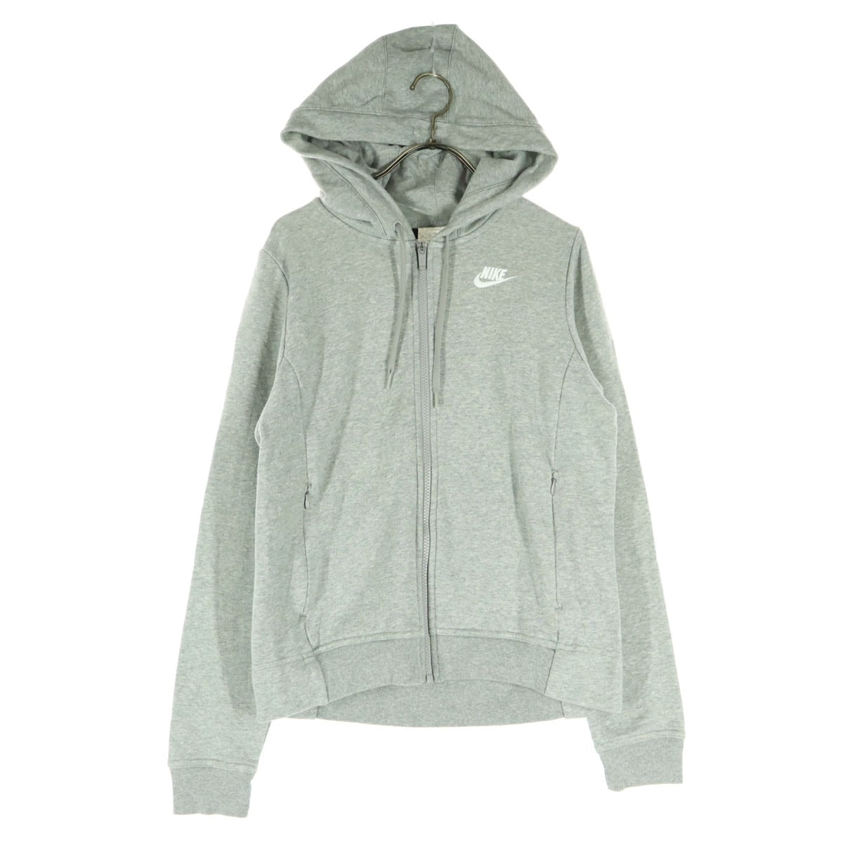 NIKE ナイキ ロゴ刺繍 長袖 スウェット ジップパーカー M グレー