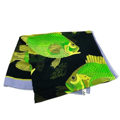 エルメス HERMES 魚 サカナ パレオ 大判ストール ショール コットン ブラック