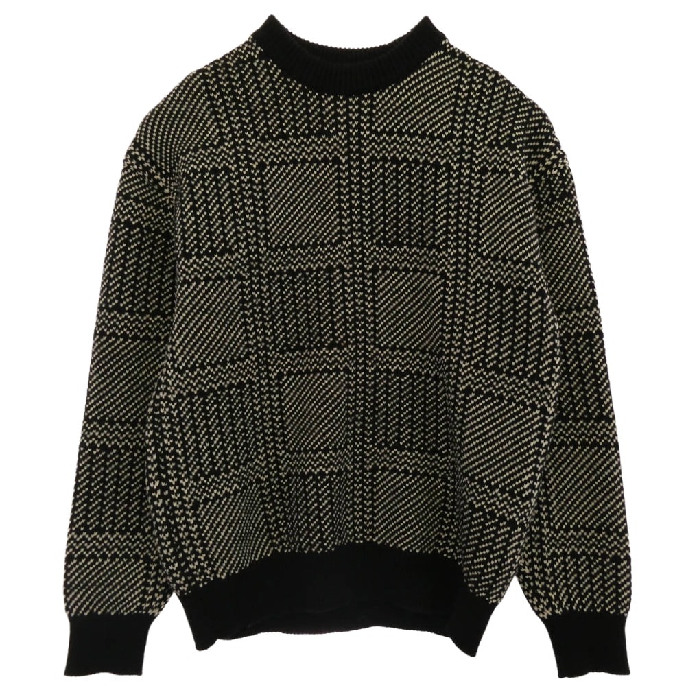 AURALEE オーラリー ニット 19AW A9AP01FJ HARD TWIST MERINO JACQUARD KNIT BIG PULLOVER ハードツイスト メリノ ジャカード ニット ビッグ プルオーバー ブラック系 4【中古】