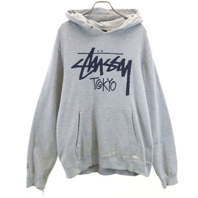 STUSSY ステューシー 長袖 スウェットパーカー M グレー