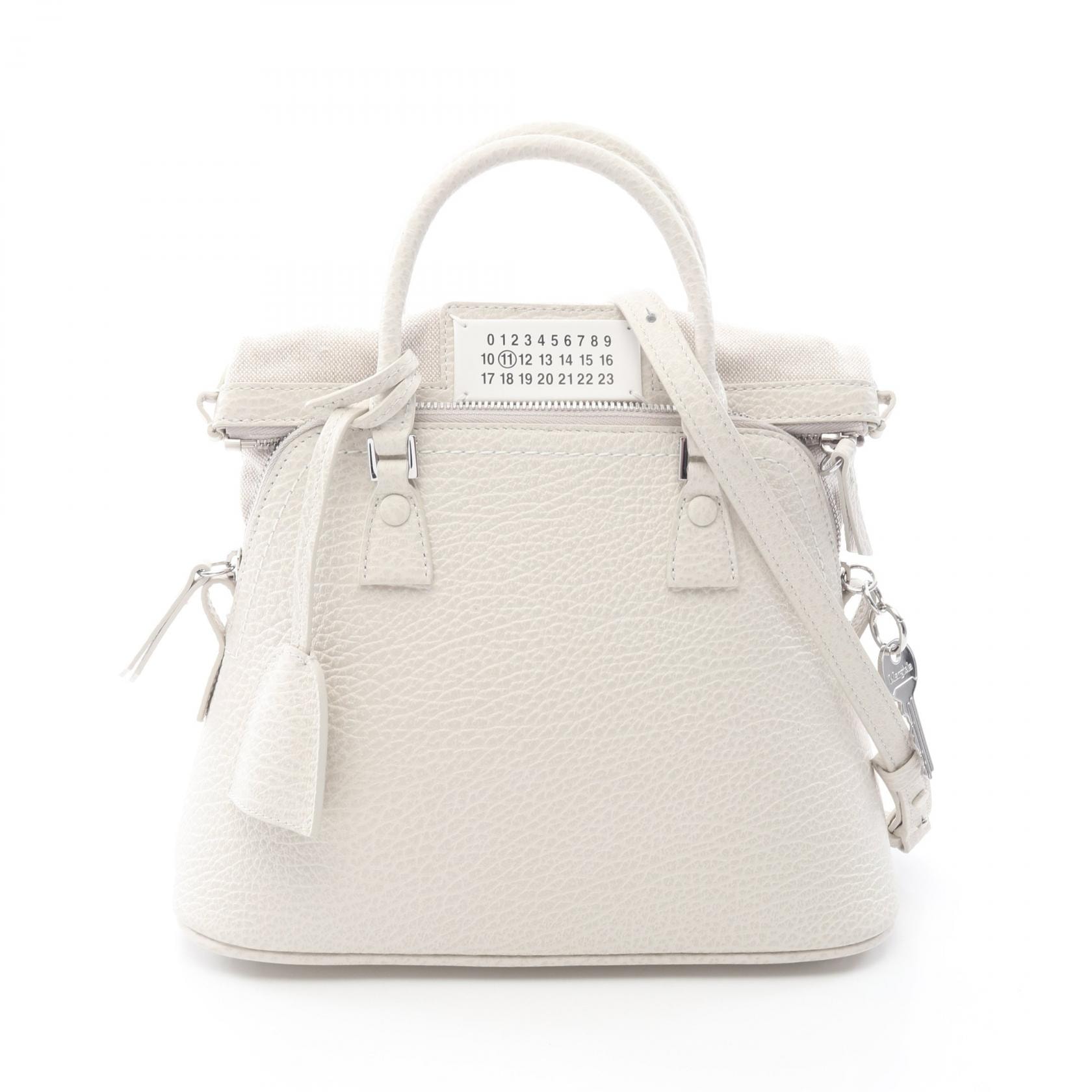 メゾン マルジェラ Maison Margiela 5AC ミニバッグ 2WAY ハンドバッグ バッグ レザー レディース ホワイト系 S56WG0082P4455H9677 【中古】