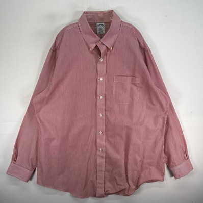 古着 ブルックスブラザーズ Brooks Brothers 長袖シャツ 胸ポケ ボタンダウン REGENT XL レッド系 ストライプ メンズ