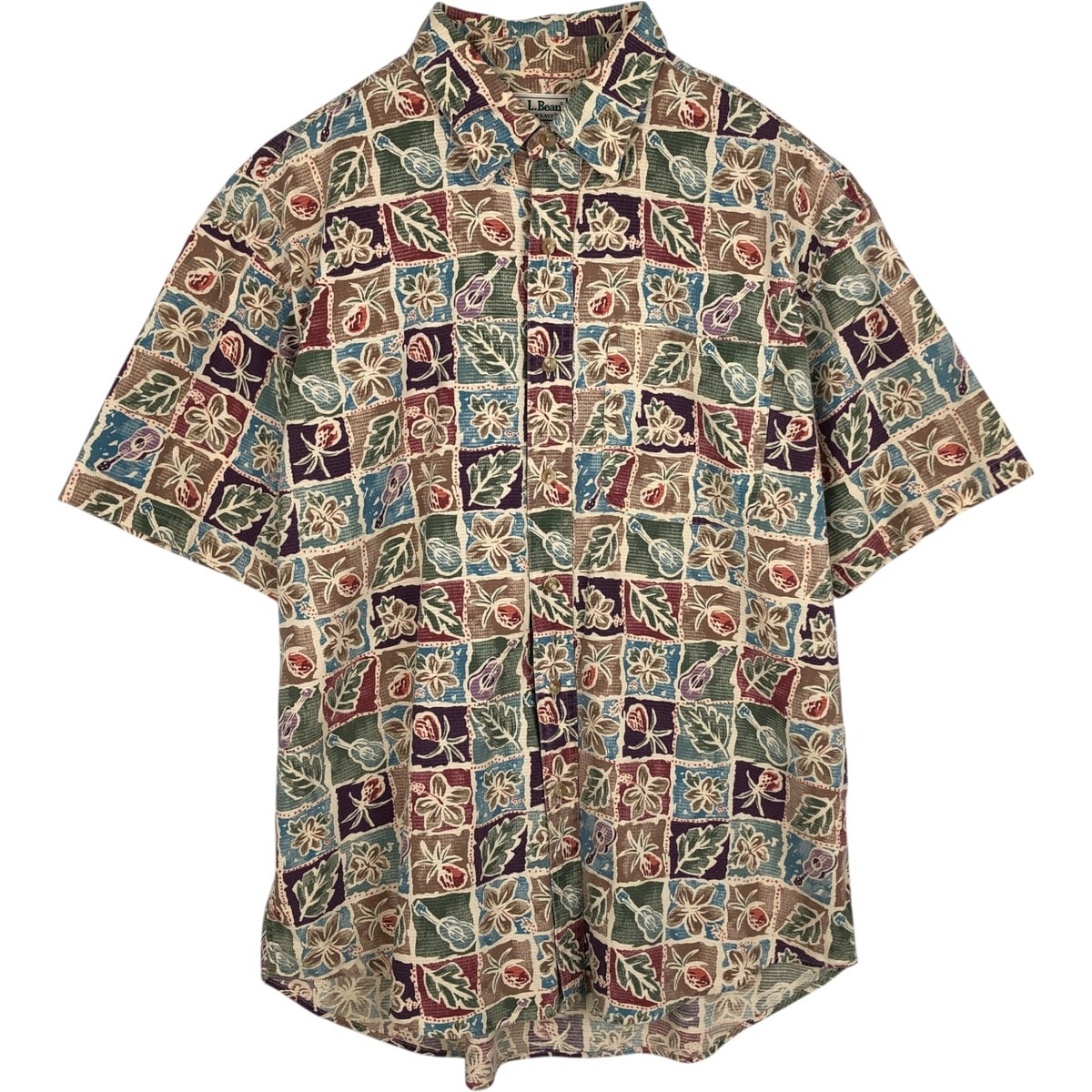 古着 90~00年代 エルエルビーン L.L.Bean COOL WEAVE 総柄 半袖 コットンシャツ メンズL相当 ヴィンテージ/eaa633317