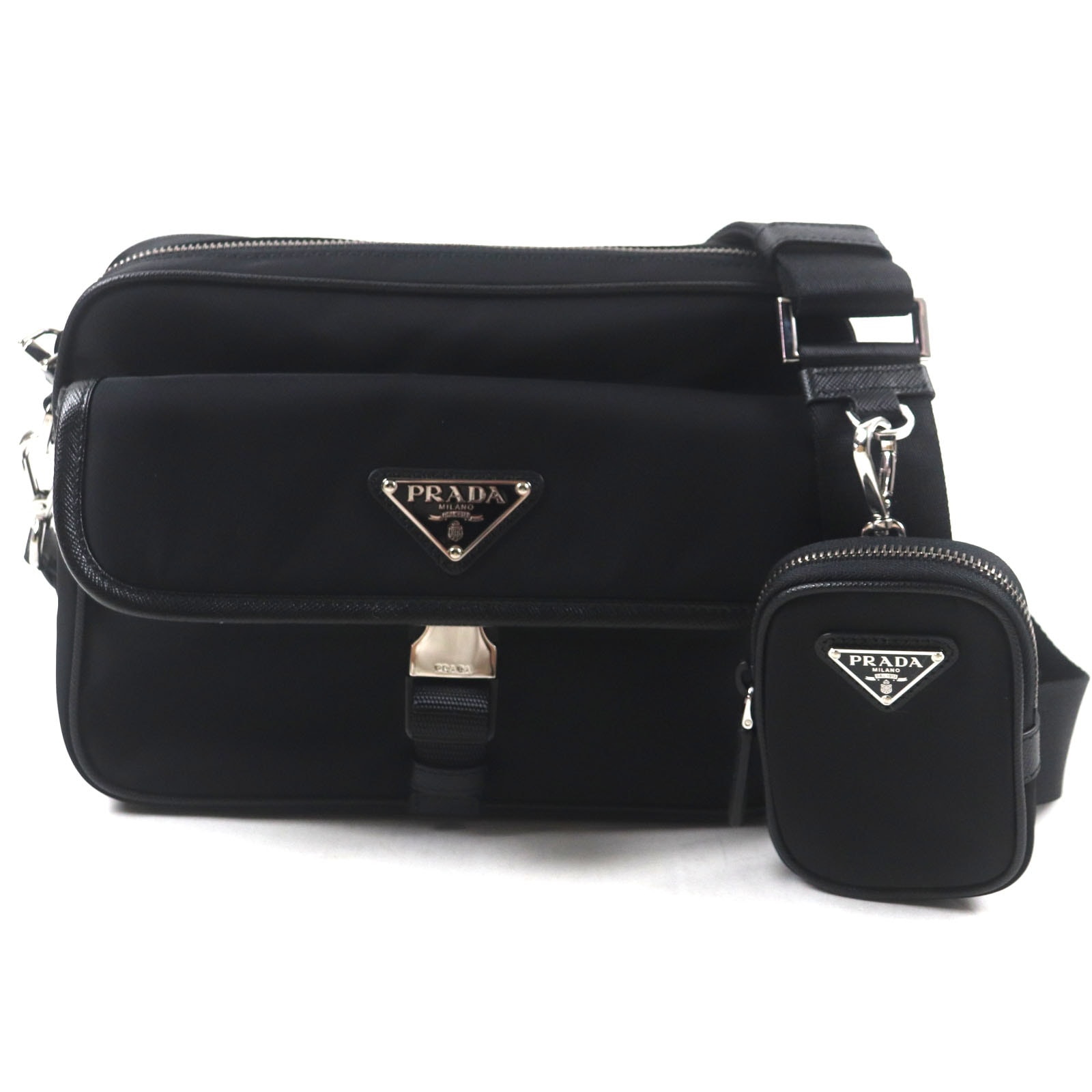 PRADA Re-Nylon And Saffiano Leather Shoulder Bag "Black"