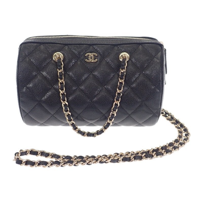 シャネル CHANEL マトラッセ ミニボストン 2025SS AP4474 B10583 2WAYバッグ ショルダーバッグ キャビアスキン ブラック ゴールド金具 レディース【中古】【Aランク】