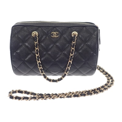 シャネル CHANEL マトラッセ ミニボストン 2025SS AP4474 B10583 2WAYバッグ ショルダーバッグ キャビアスキン ブラック ゴールド金具 レディース【中古】【Aランク】
