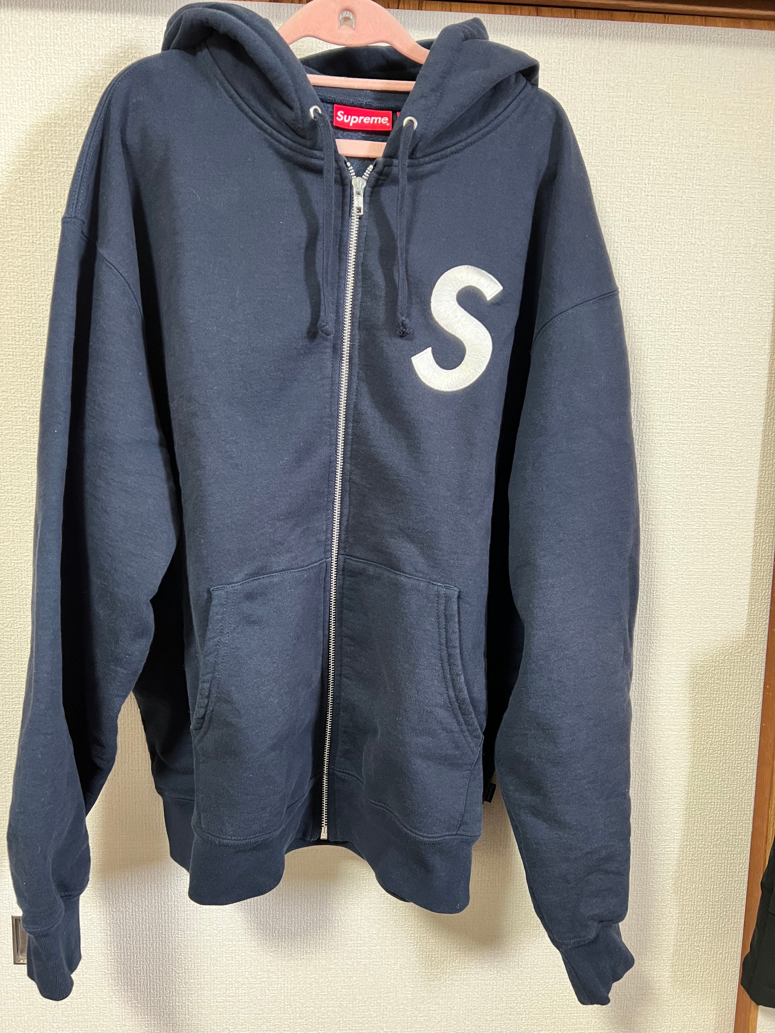 Supreme S Logo Zip Up Hooded Sweatshirt "Navy" (23FW)