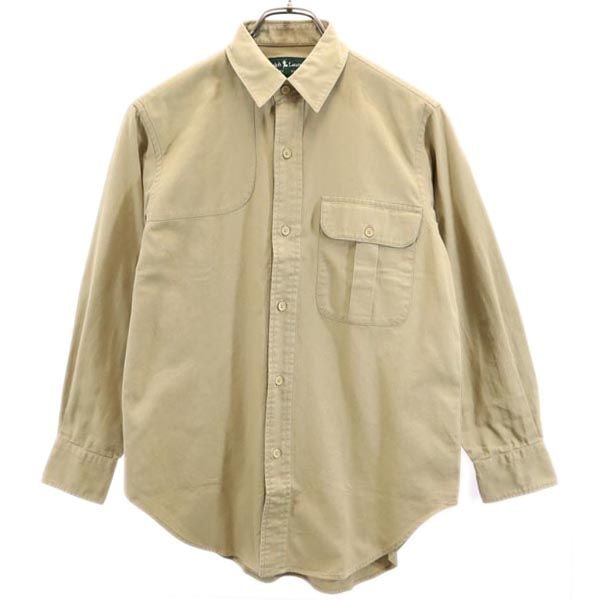 RALPH LAUREN ラルフローレン 長袖 シャツ L カーキ系 エルボーパッチ